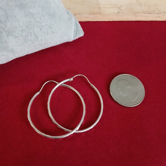 Hoop Earrings Sterling Silver 925 - Picture 2 of 3